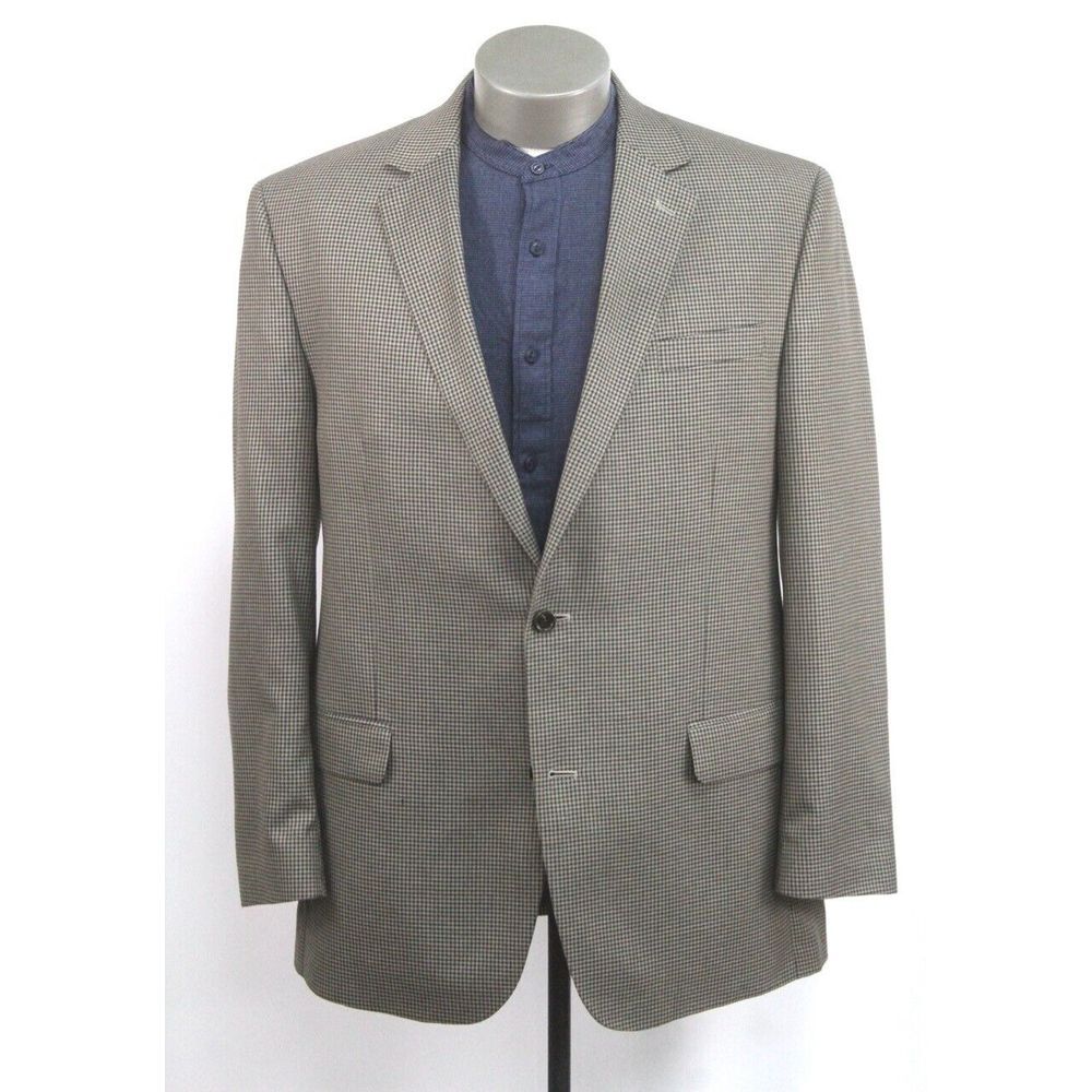 mens taupe gingham micro check MICHAEL KORS blazer jacket sport‎ suit coat 44 L